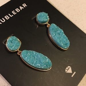 NWT Baublebar gold and turquoise druzy earrings
